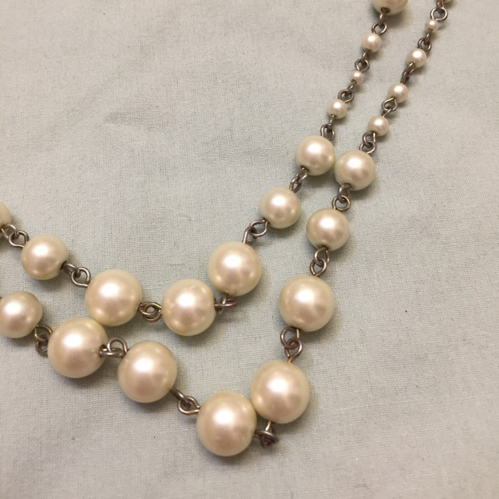 Silver & Pearl Necklace Duo (item 140)